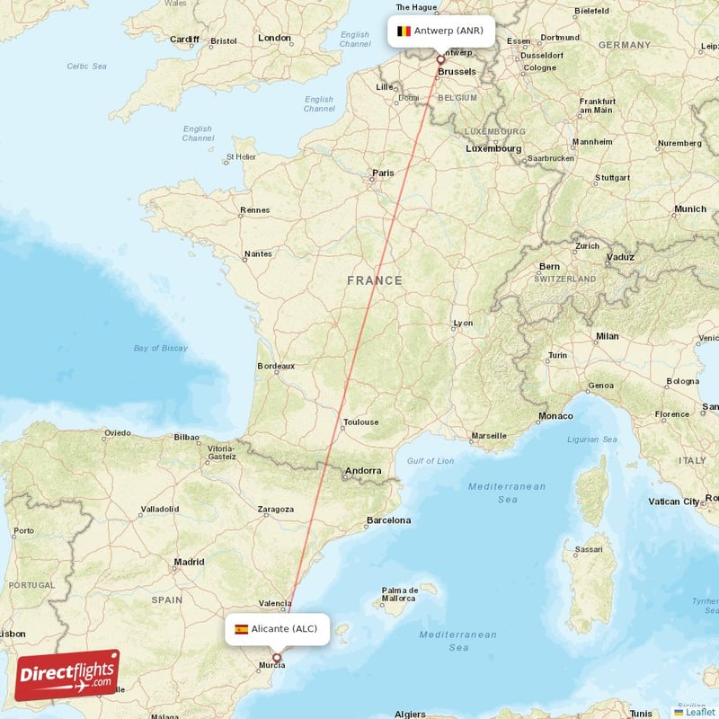 Direct flights from Alicante to Antwerp ALC to ANR non stop