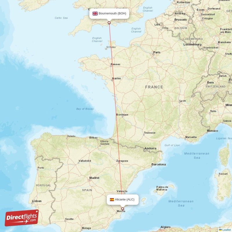 ALC - BOH route map