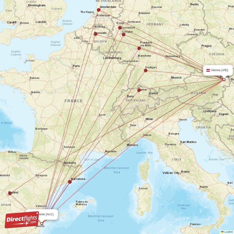 ALC - VIE route map