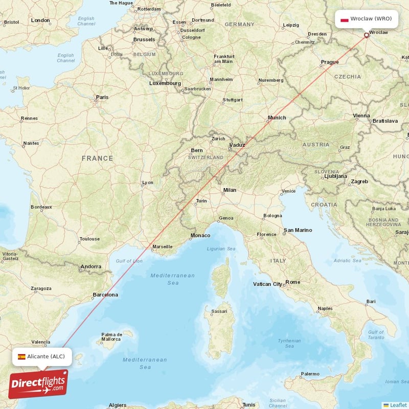 ALC - WRO route map