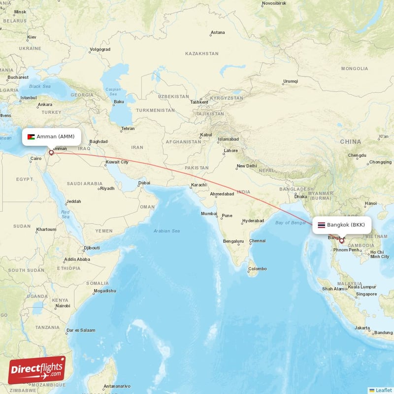 Direct flights from Amman to Bangkok AMM to BKK non stop Directflights