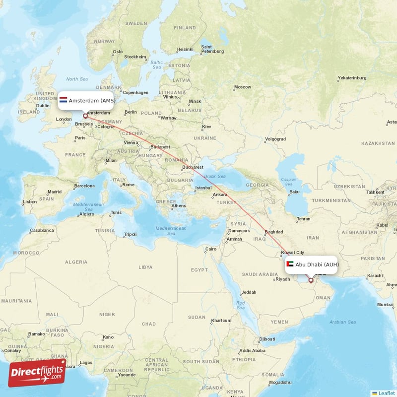AMS - AUH route map