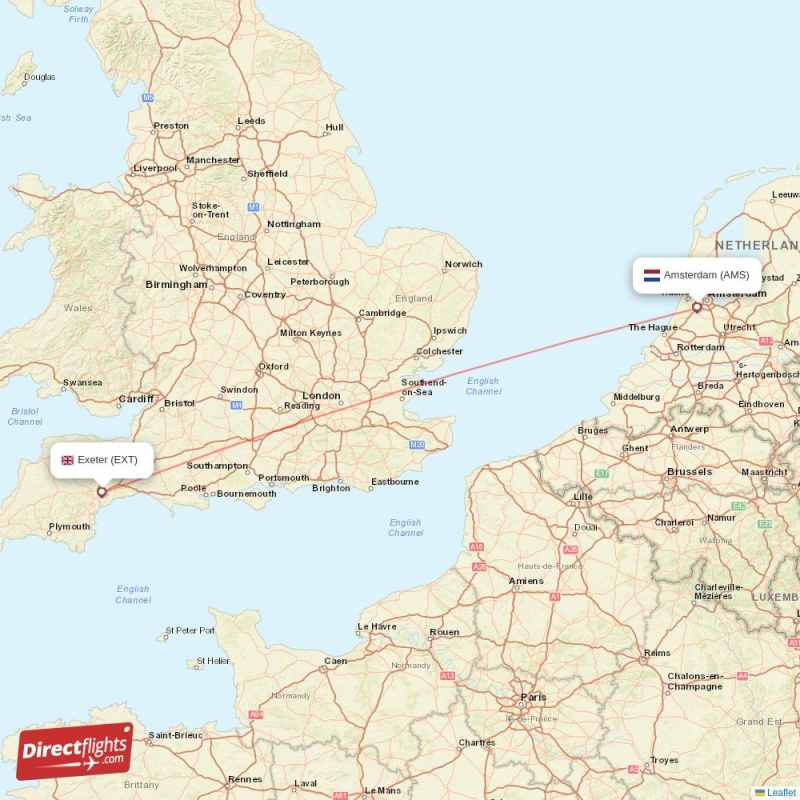 Direct flights from Amsterdam to Exeter, AMS to EXT non-stop ...