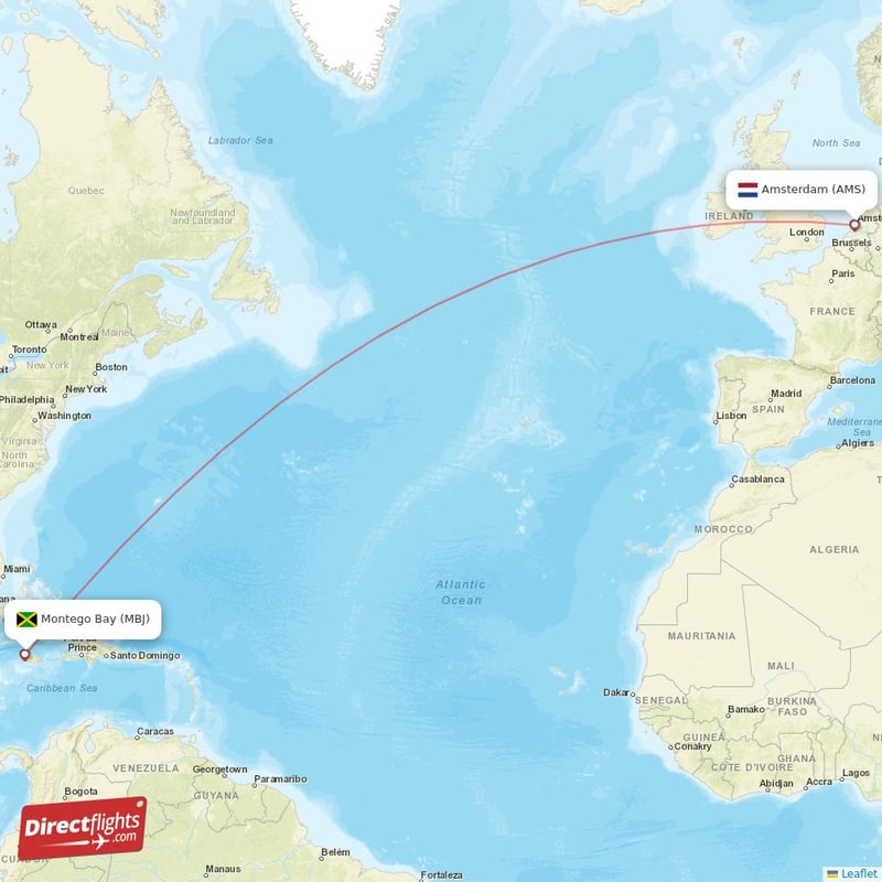 Direct flights from Amsterdam to Montego Bay AMS to MBJ non stop