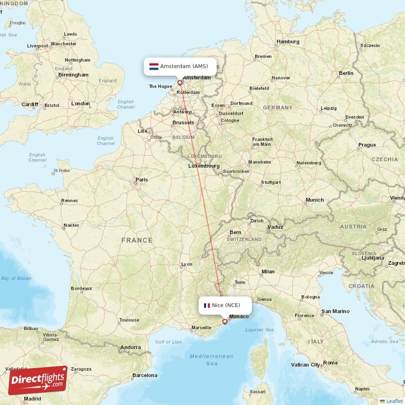 AMS - NCE route map
