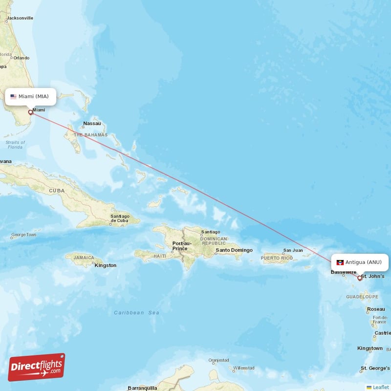 Direct flights from Antigua to Miami ANU to MIA non stop Directflights