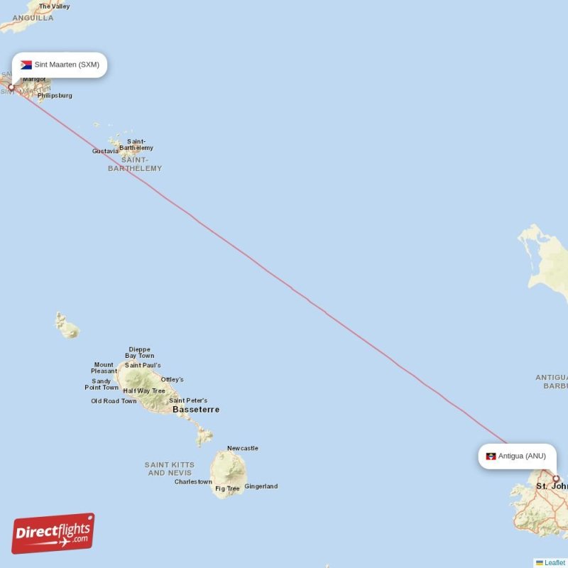 ANU - SXM route map