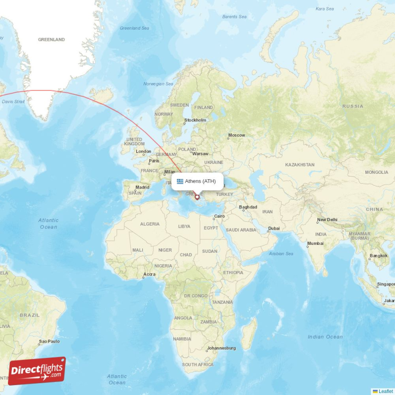 ATH - LAX route map