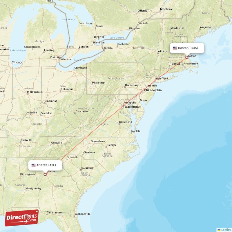 ATL - BOS route map