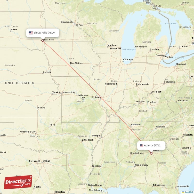ATL - FSD route map