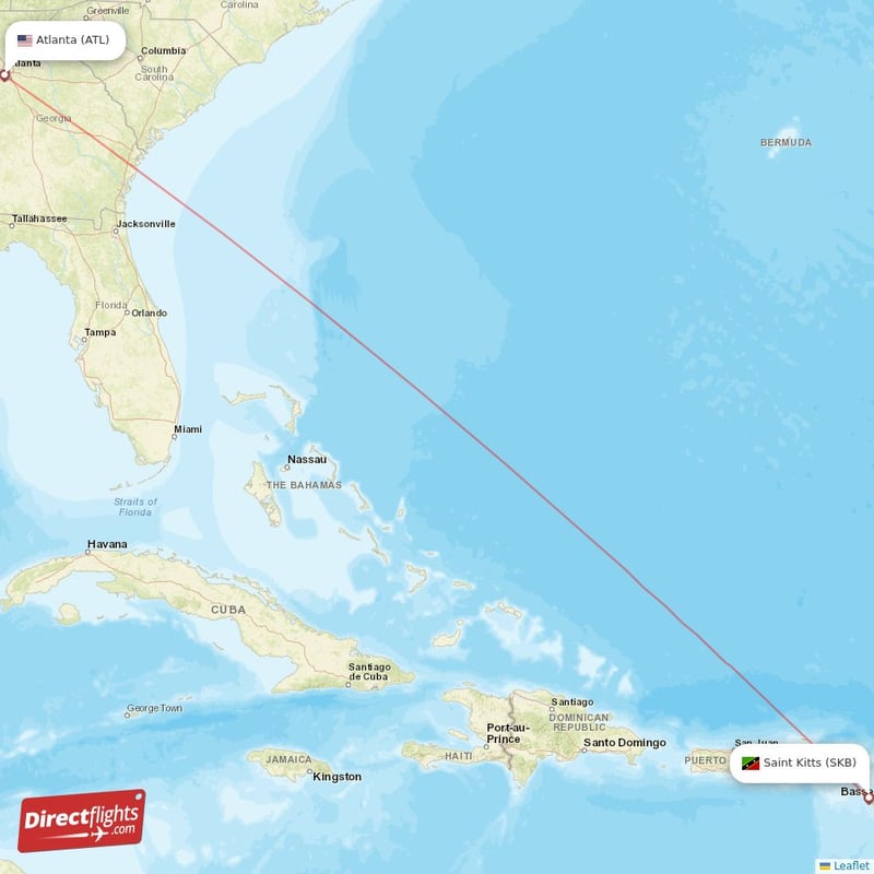 Direct flights from Atlanta to Saint Kitts ATL to SKB non stop