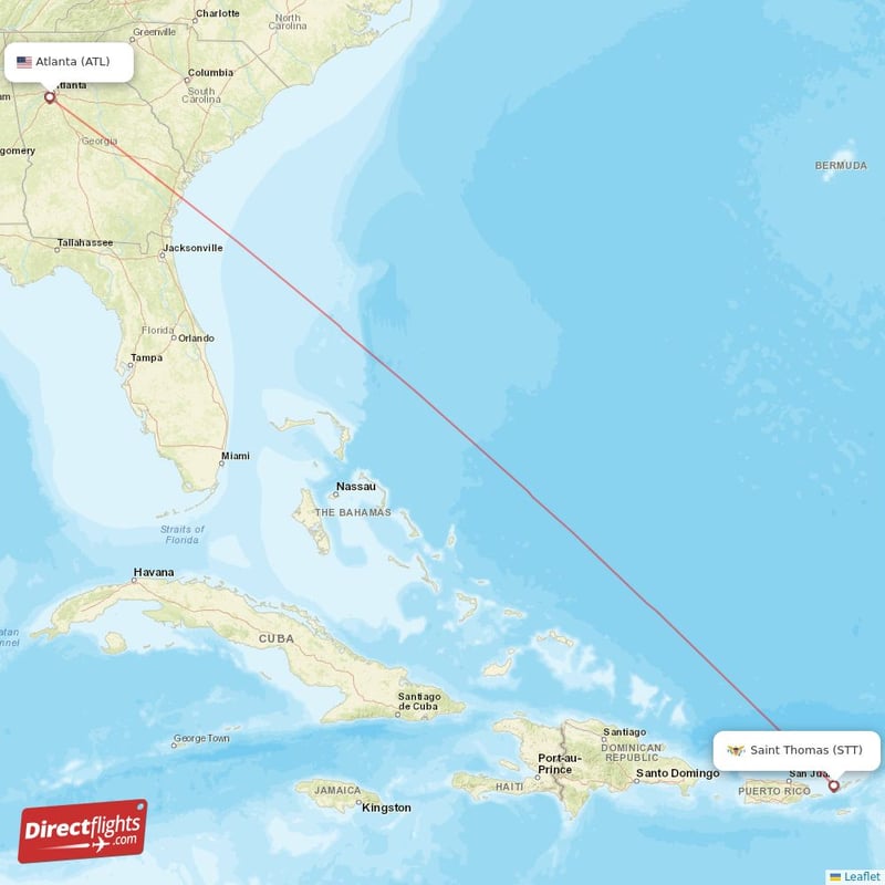 ATL - STT route map