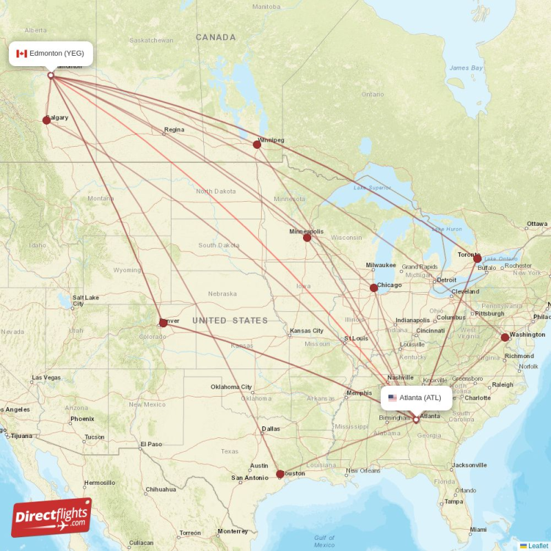 ATL - YEG route map