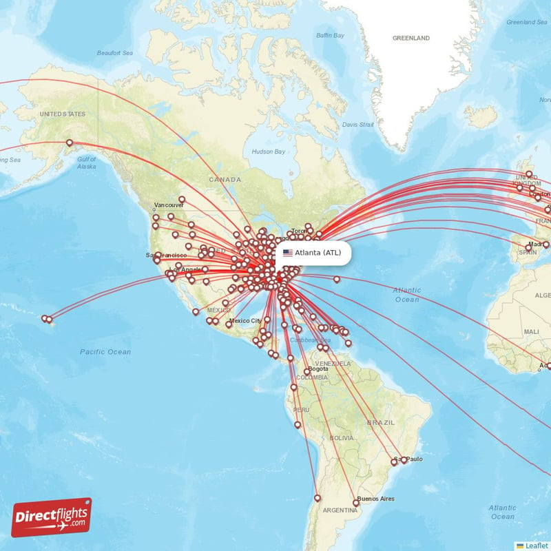 Direct flights from Atlanta - 241 destinations - ATL, USA ...