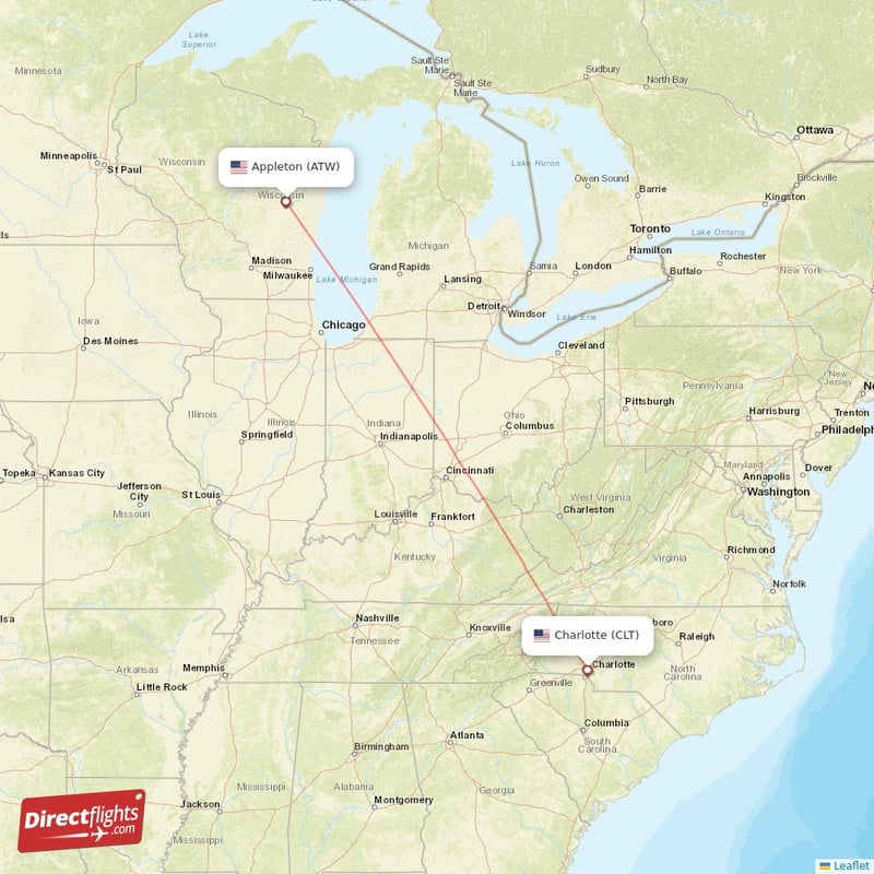 Direct flights from Appleton to Charlotte ATW to CLT non stop