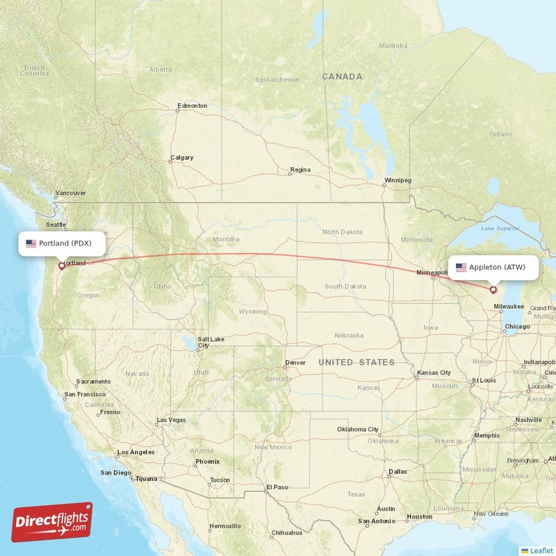 ATW - PDX route map
