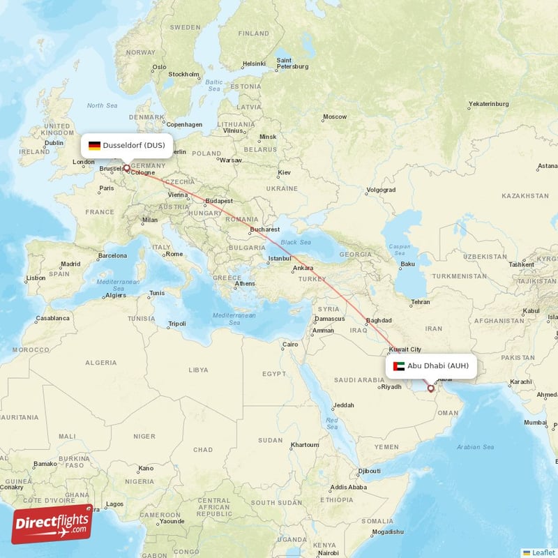AUH - DUS route map