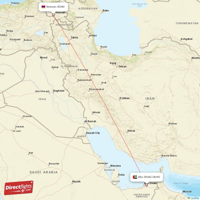 AUH - EVN route map