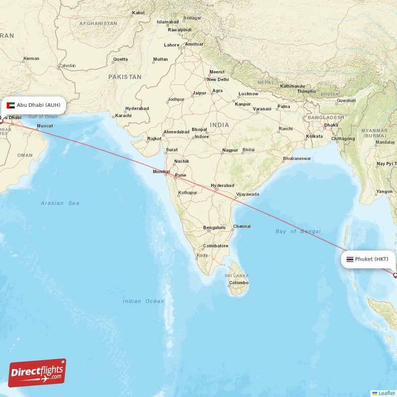 AUH - HKT route map