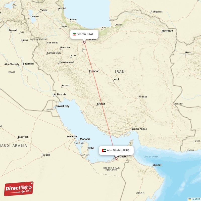 Direct flights from Abu Dhabi to Tehran AUH to IKA non stop