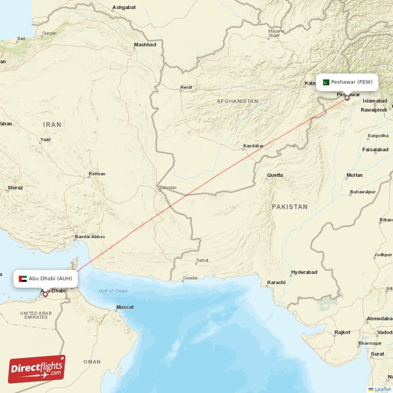 AUH - PEW route map