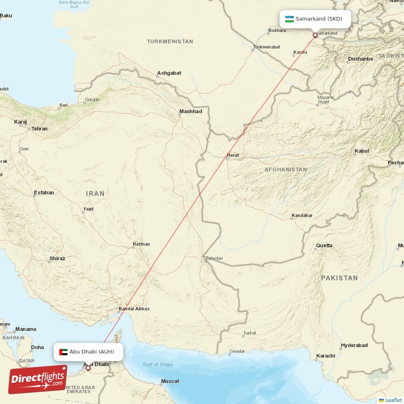 AUH - SKD route map
