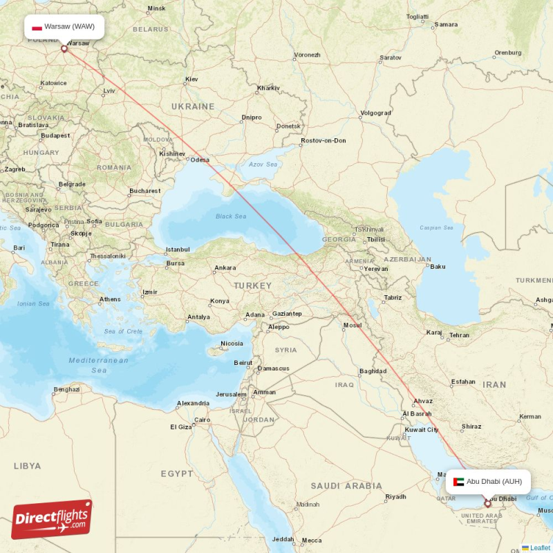 AUH - WAW route map