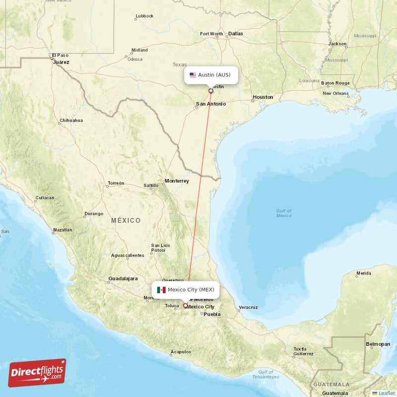 AUS - MEX route map