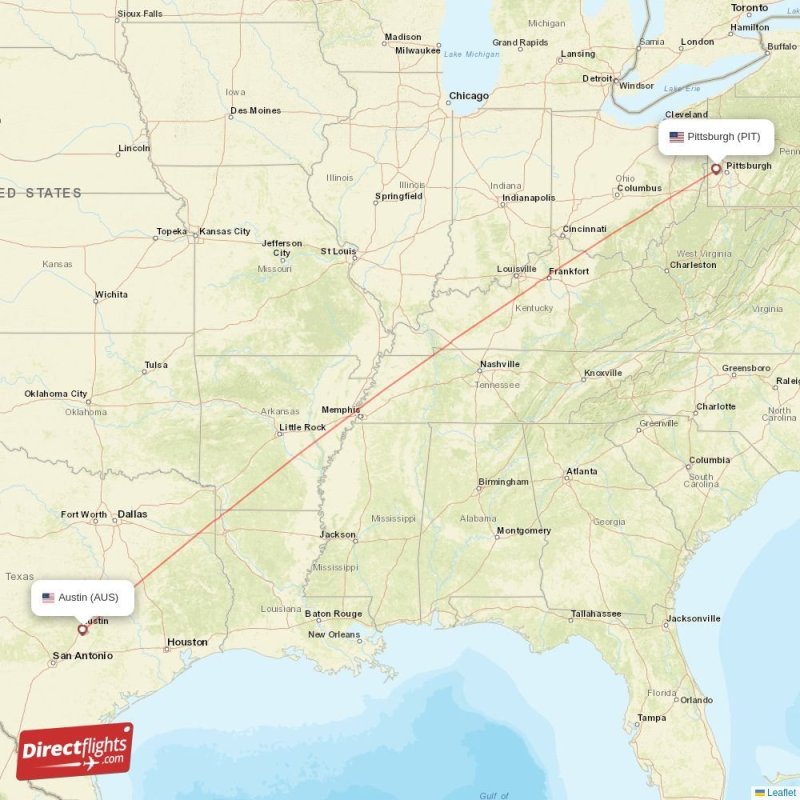 Direct flights from Austin to Pittsburgh, AUS to PIT nonstop