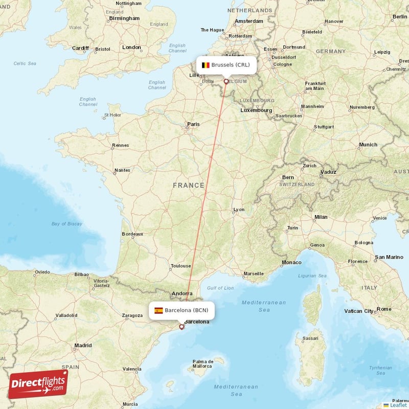 BCN - CRL route map