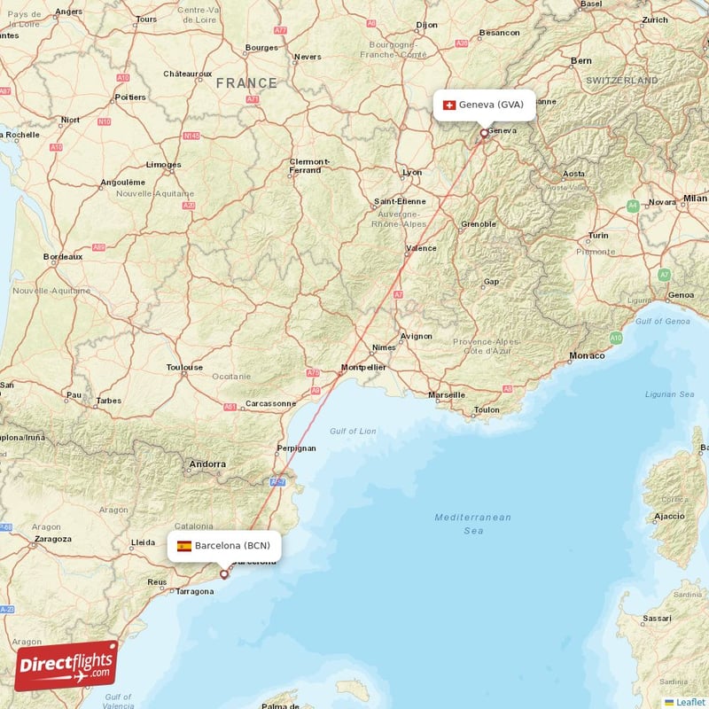 BCN - GVA route map