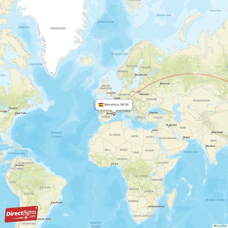 BCN - ICN route map