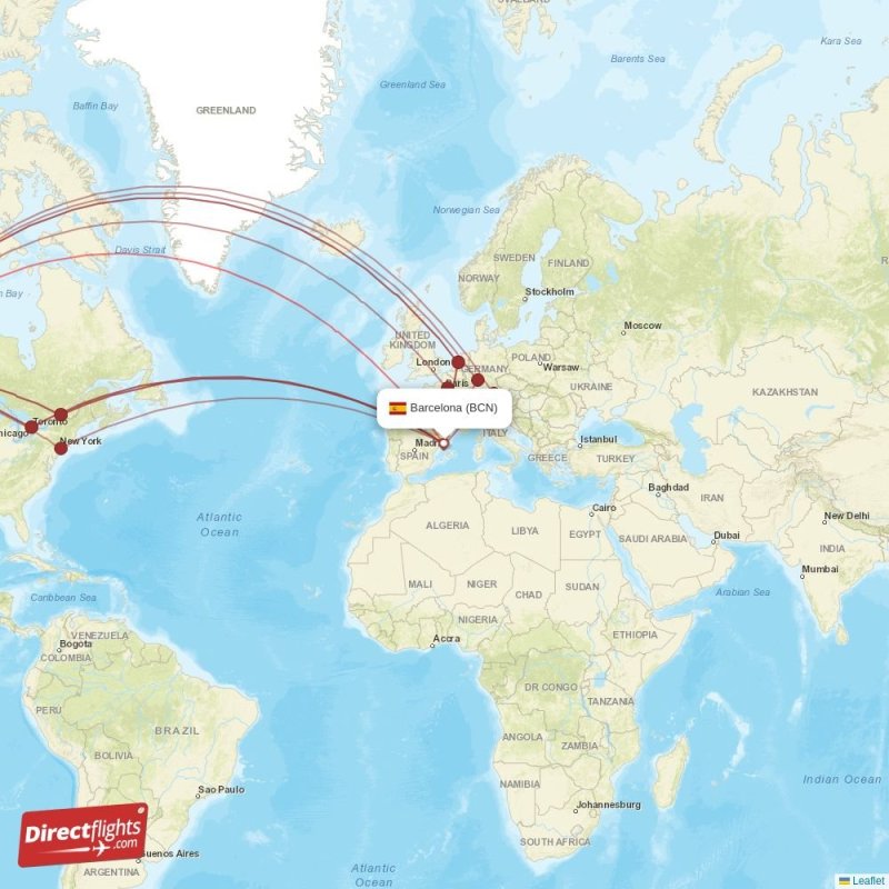 BCN - YYC route map