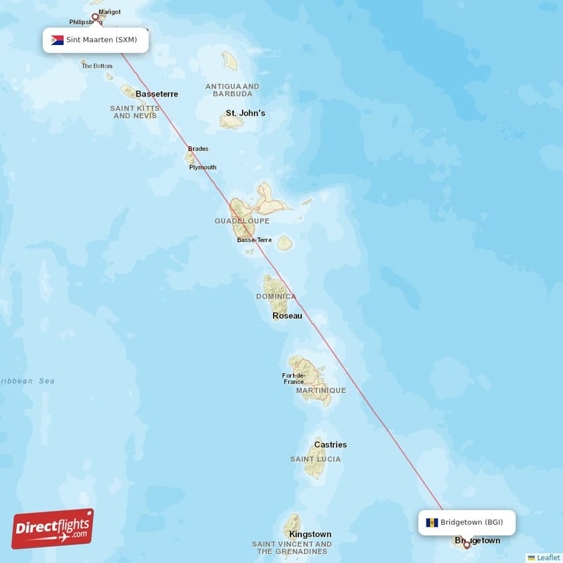 BGI - SXM route map