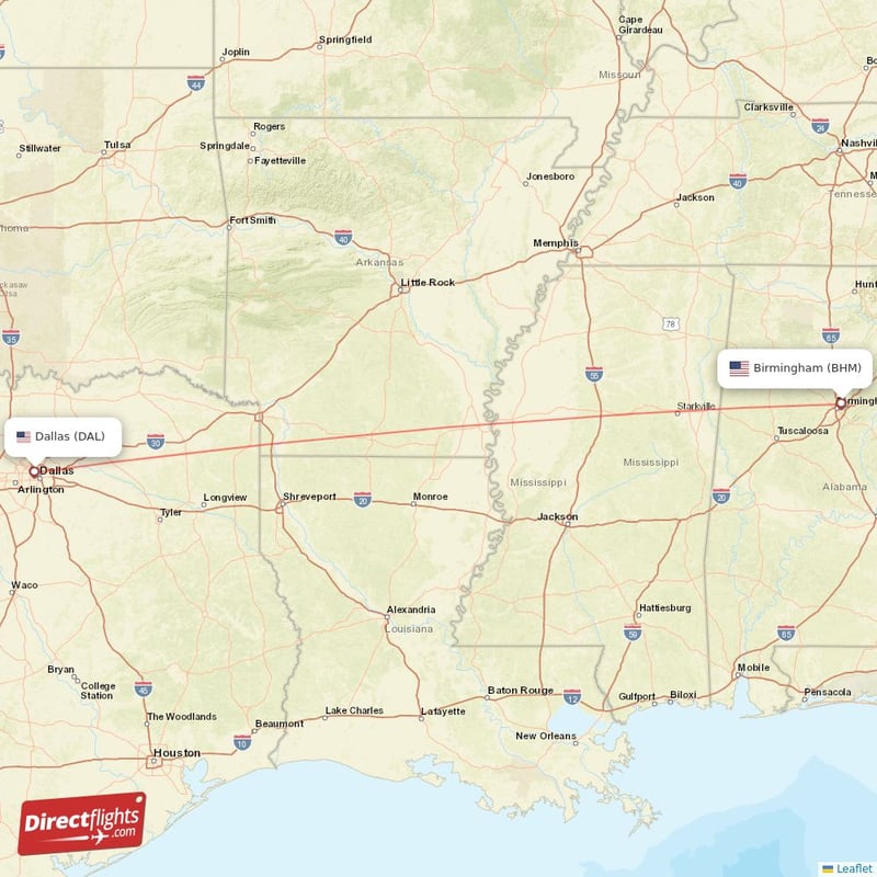 BHM - DAL route map