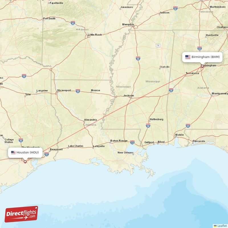 BHM - HOU route map
