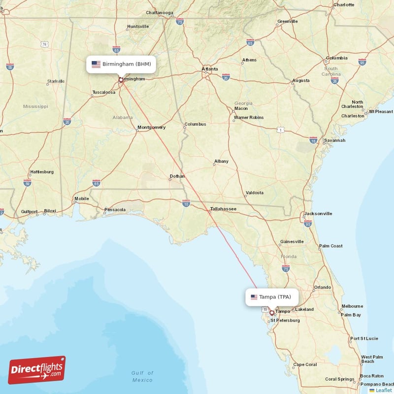 BHM - TPA route map