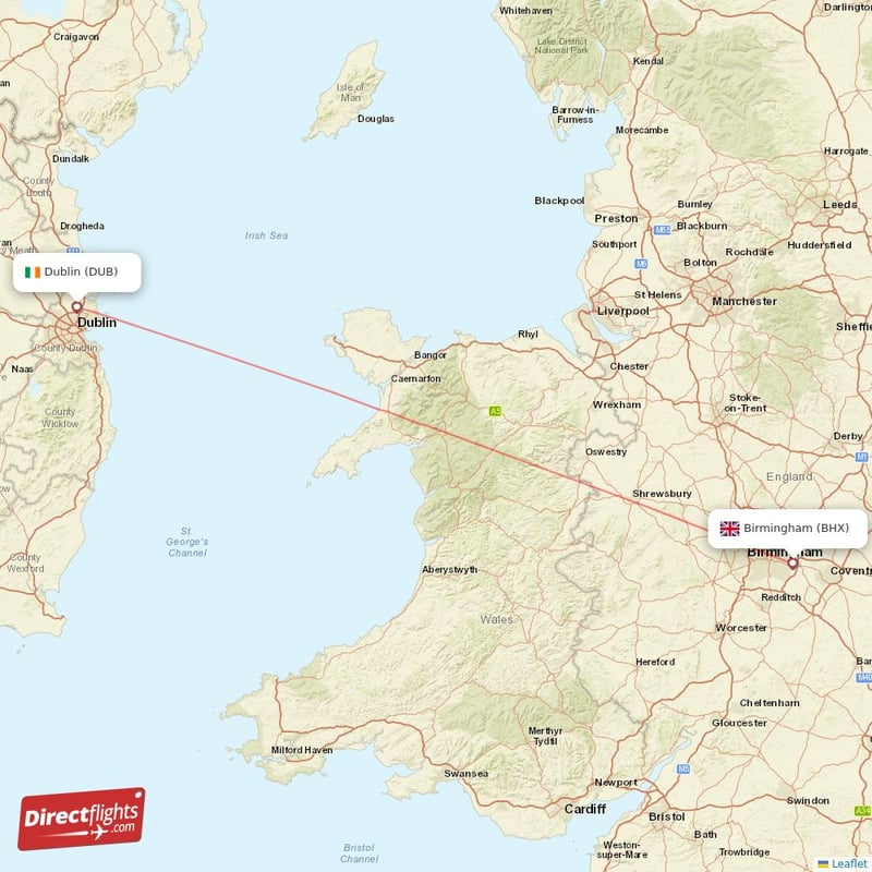 BHX - DUB route map