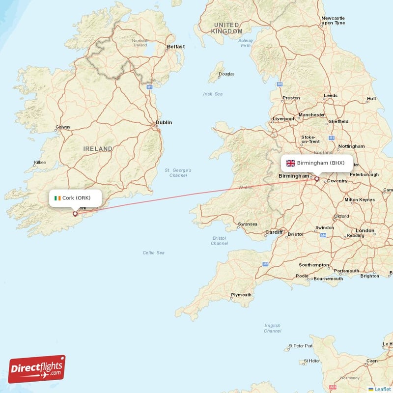 BHX - ORK route map