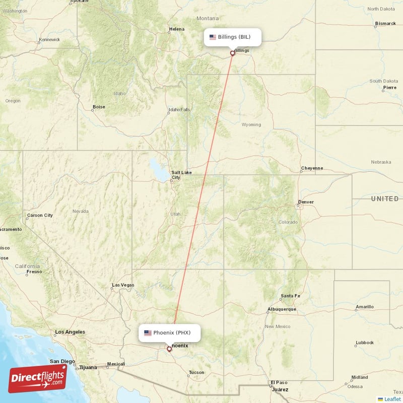 BIL - PHX route map