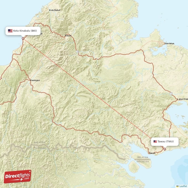 BKI - TWU route map