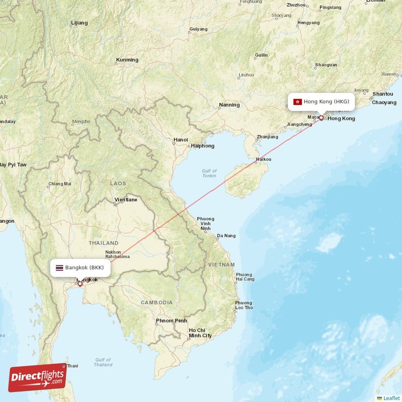 BKK - HKG route map