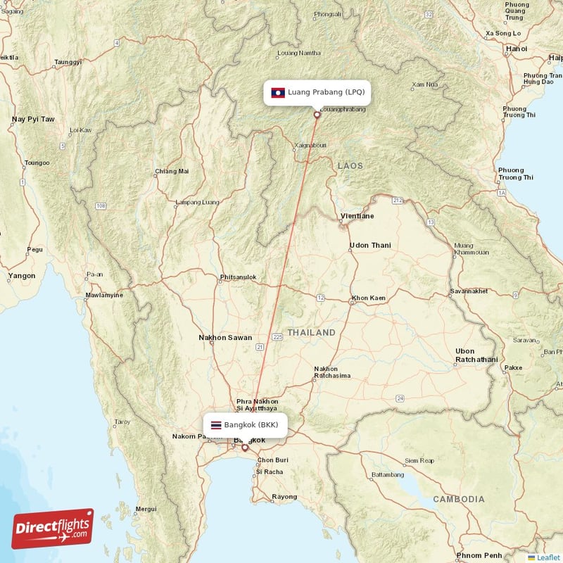 BKK - LPQ route map