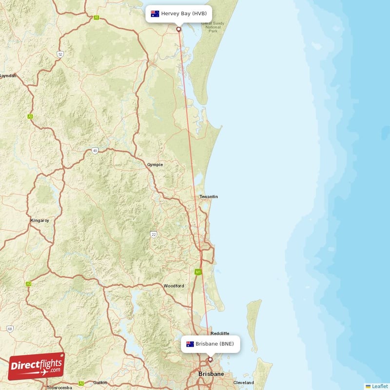 Direct flights from Brisbane to Hervey Bay, BNE to HVB nonstop