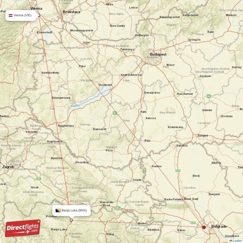 BNX - VIE route map