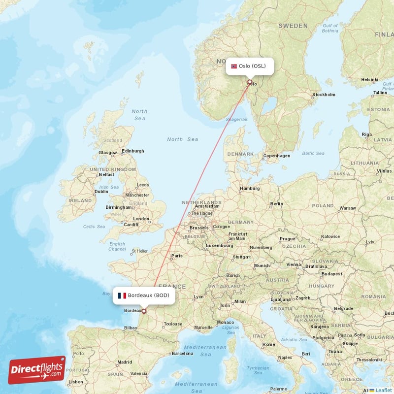 BOD - OSL route map