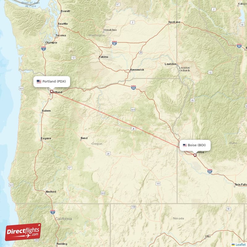 BOI - PDX route map