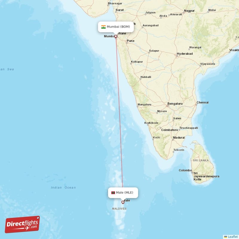 Direct flights from Mumbai to Male BOM to MLE non stop