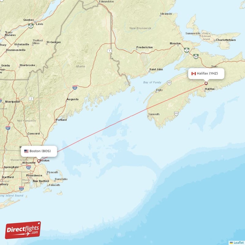 BOS - YHZ route map