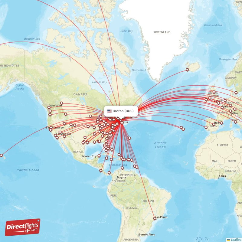 Direct flights from Boston - 144 destinations - BOS, USA ...